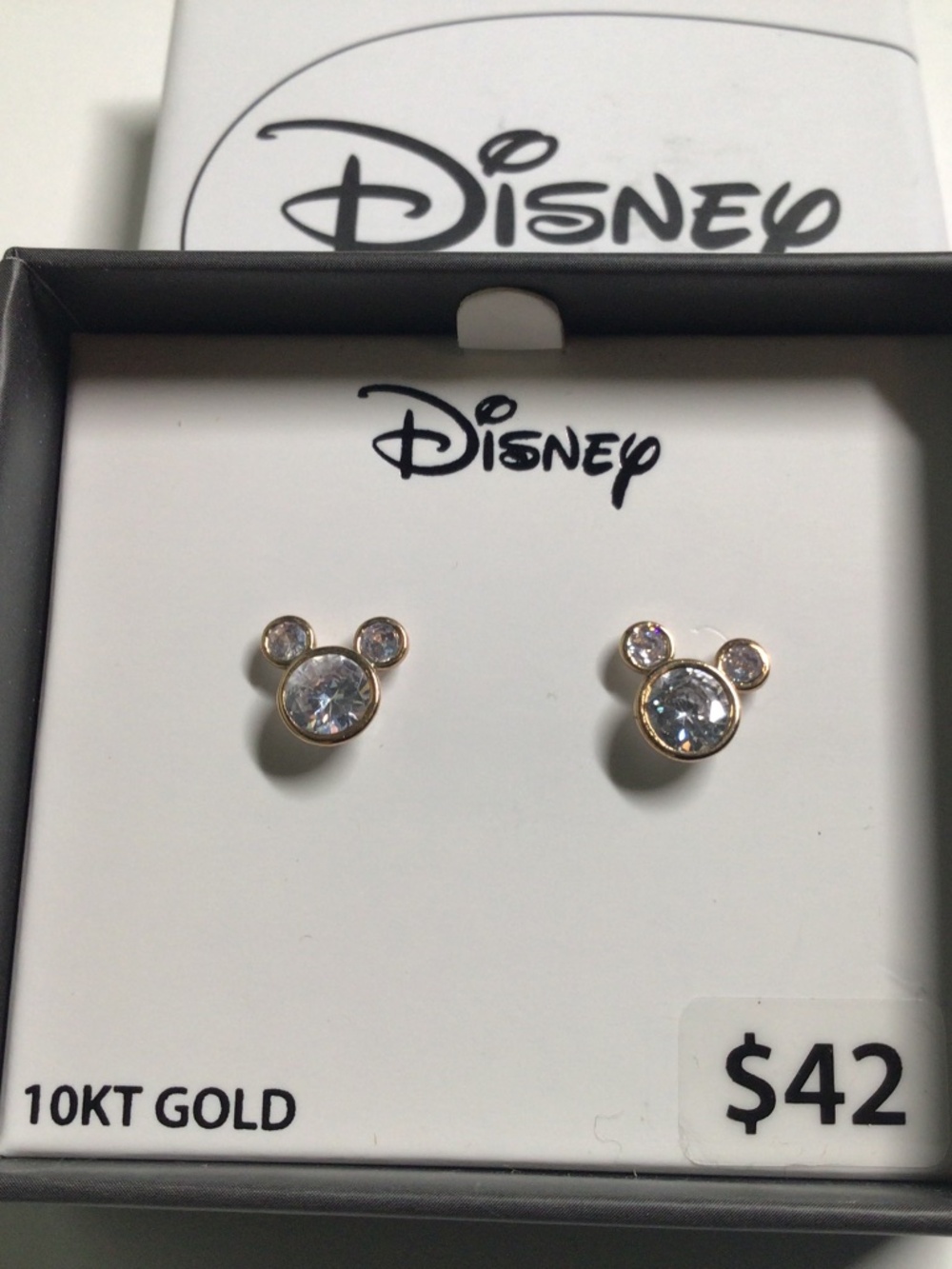 Disney Mickey Mouse 10kt Gold Cubic Zirconia Stud Earrings